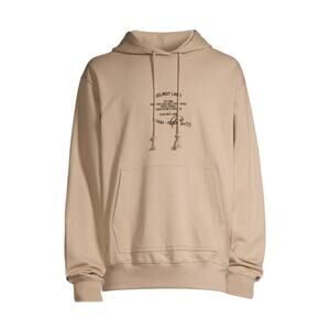 Helmut Lang Paris Graphic Hoodie Men’s XL Tan Pullover Sweatshirt Streetwear